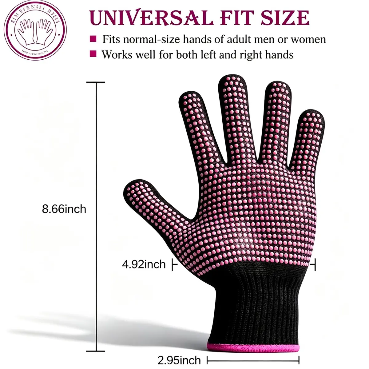 Sopito Heat Resistant Gloves for Hair Styling, Silicone Bump, 2Pcs Rose Red | Heatproof, Flexible & Breathable - view 4