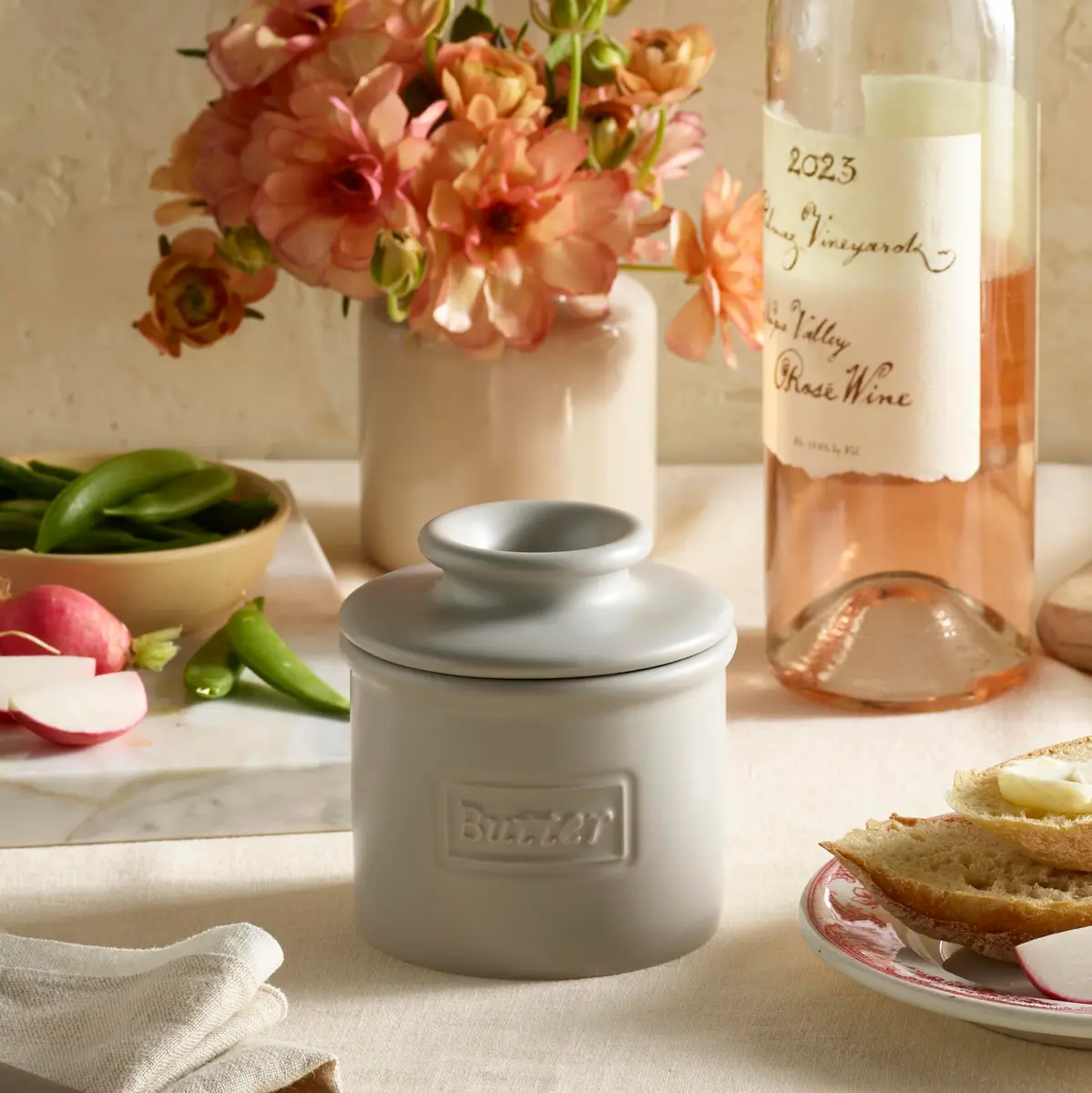 Butter Bell Crock by L. Tremain French Ceramic Butter Keeper, Stone | Keeps Butter Fresh & Spreadable Without Refrigeration - view 5