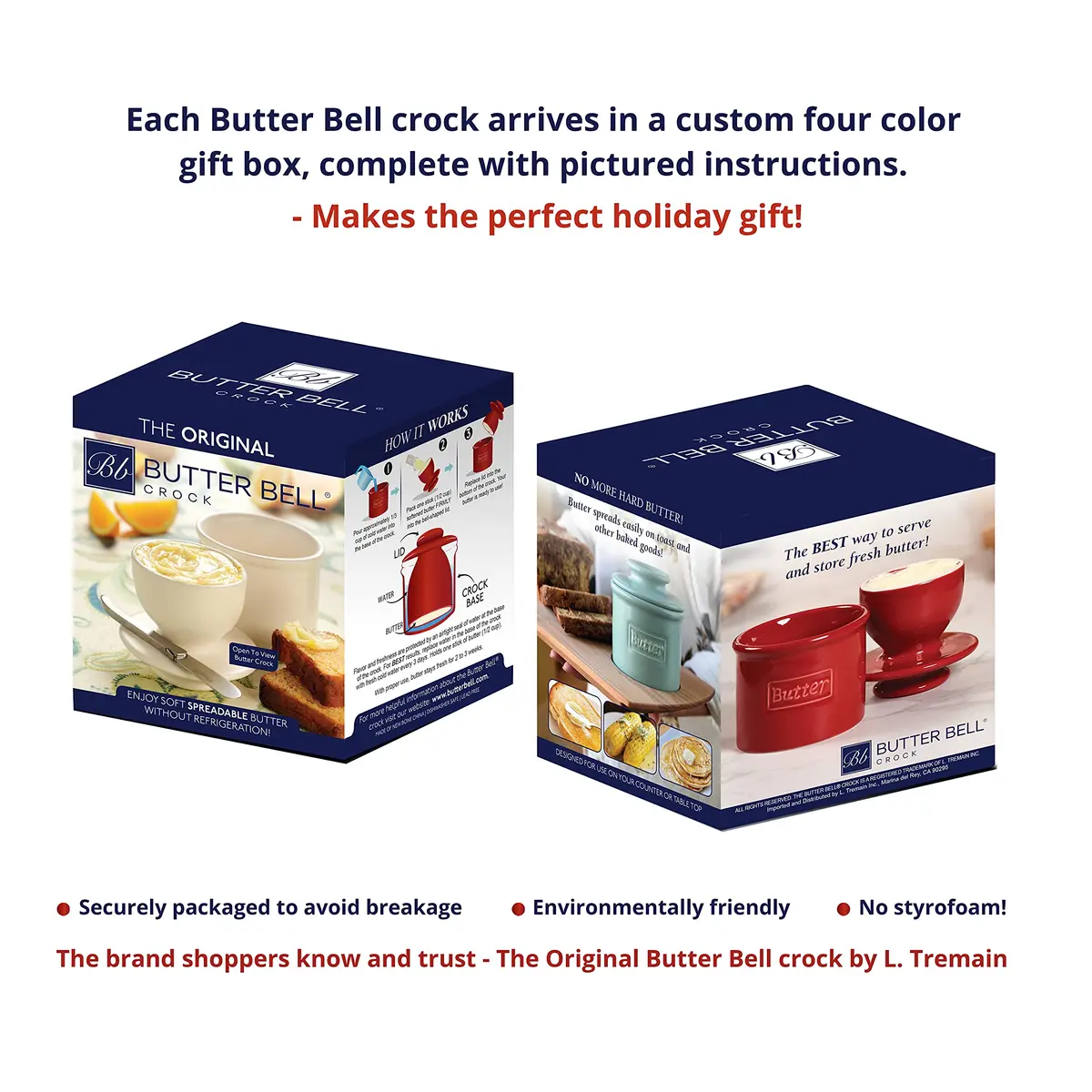 Butter Bell Crock by L. Tremain French Ceramic Butter Keeper, Stone | Keeps Butter Fresh & Spreadable Without Refrigeration - view 6