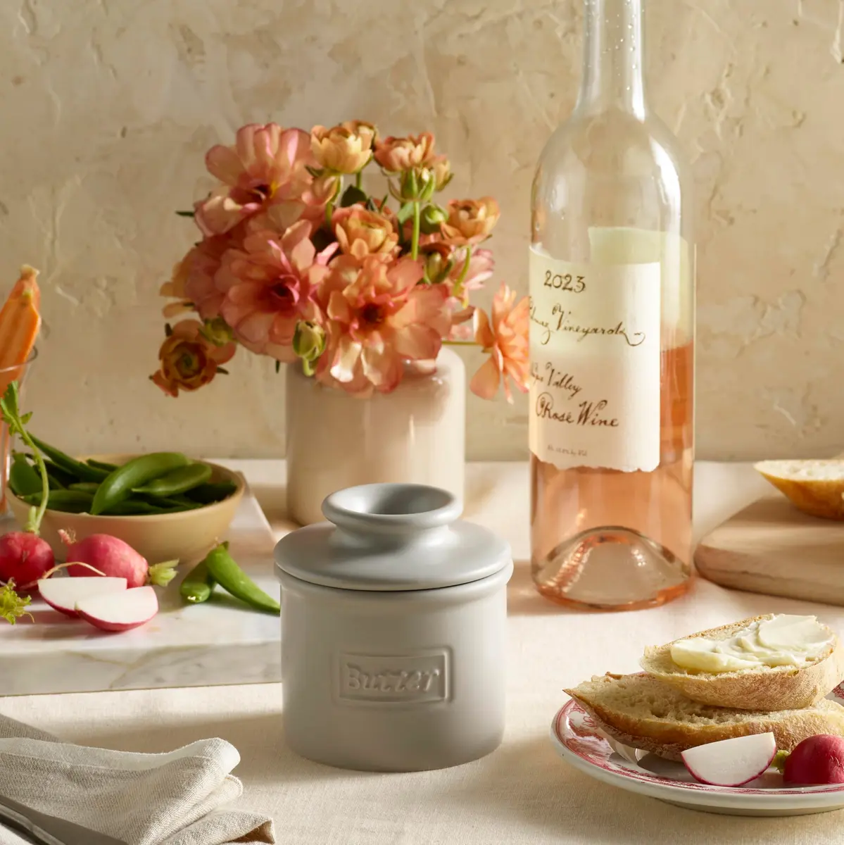 Butter Bell Crock by L. Tremain French Ceramic Butter Keeper, Stone | Keeps Butter Fresh & Spreadable Without Refrigeration - view 2