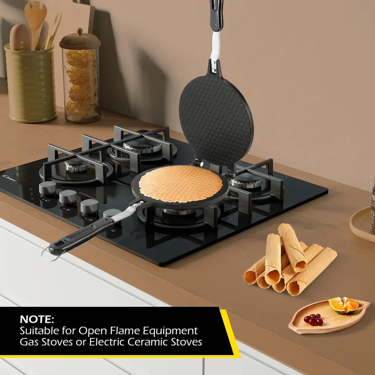 Dyna-Living Waffle Cone Maker Ice Cream Cone Maker, 17cm (6.7") Round Shape | Gas Stove Compatible - view 6