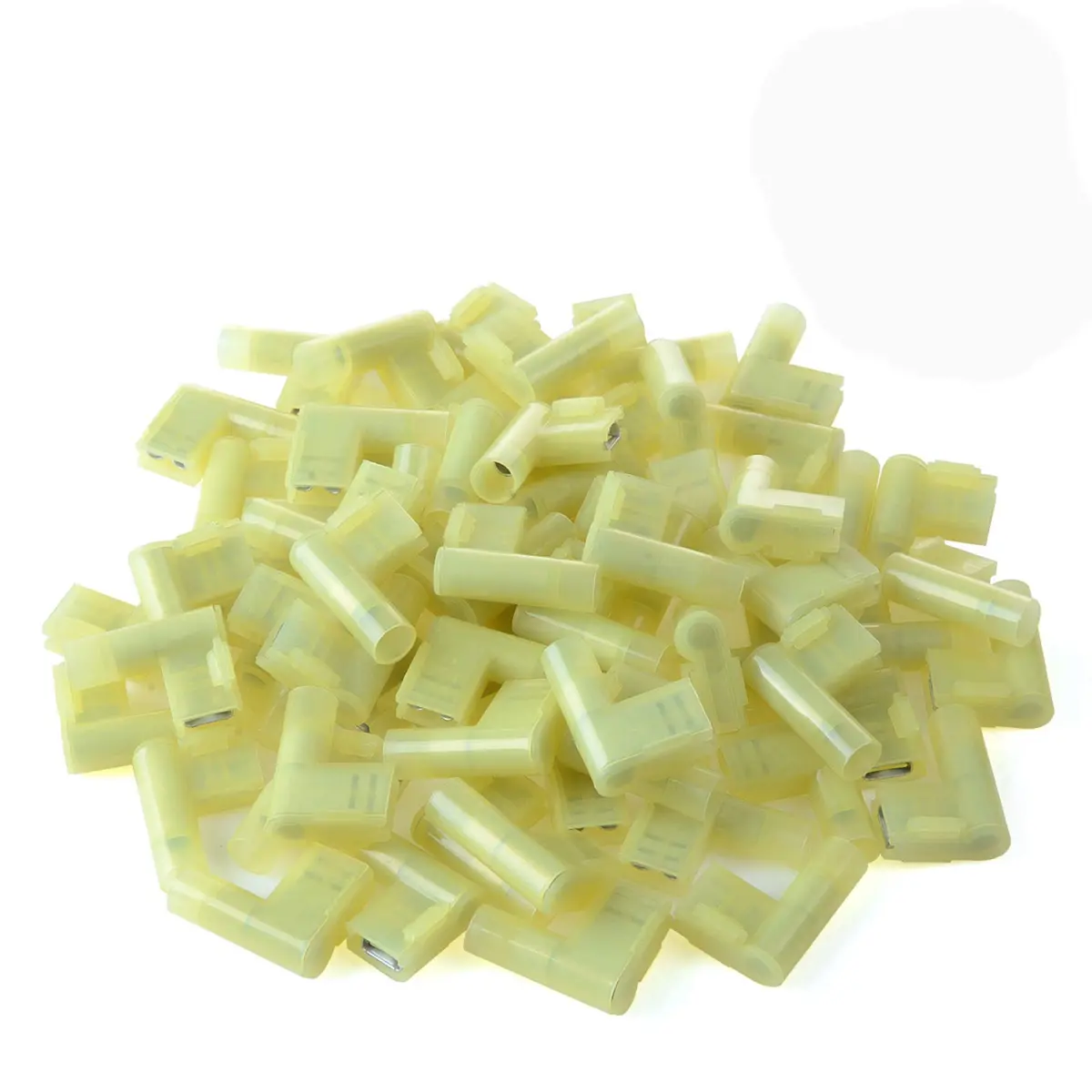 XHF 90 Degree 12-10 AWG Flag Shaped Right Angle Spade Connectors Nylon Fully Insulated 50 Pcs | RoHS, CE & CSA Certified - main product image
