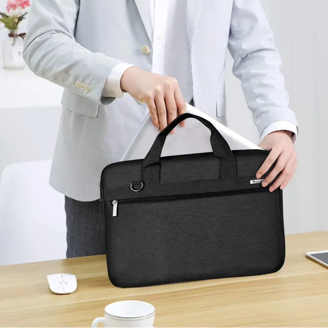 Voova 15.6-inch Laptop Shoulder Bag | Water-Resistant, Padded, Black - view 2