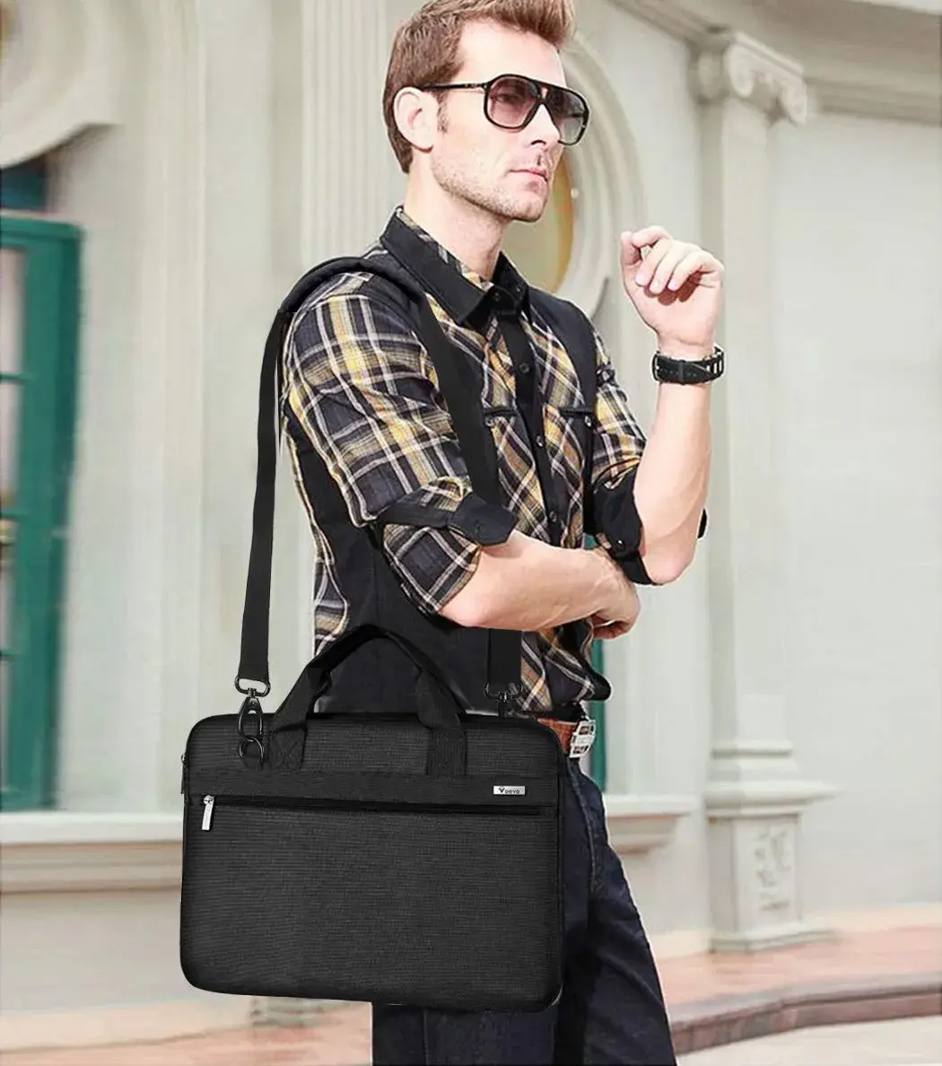 Voova 15.6-inch Laptop Shoulder Bag | Water-Resistant, Padded, Black - view 3