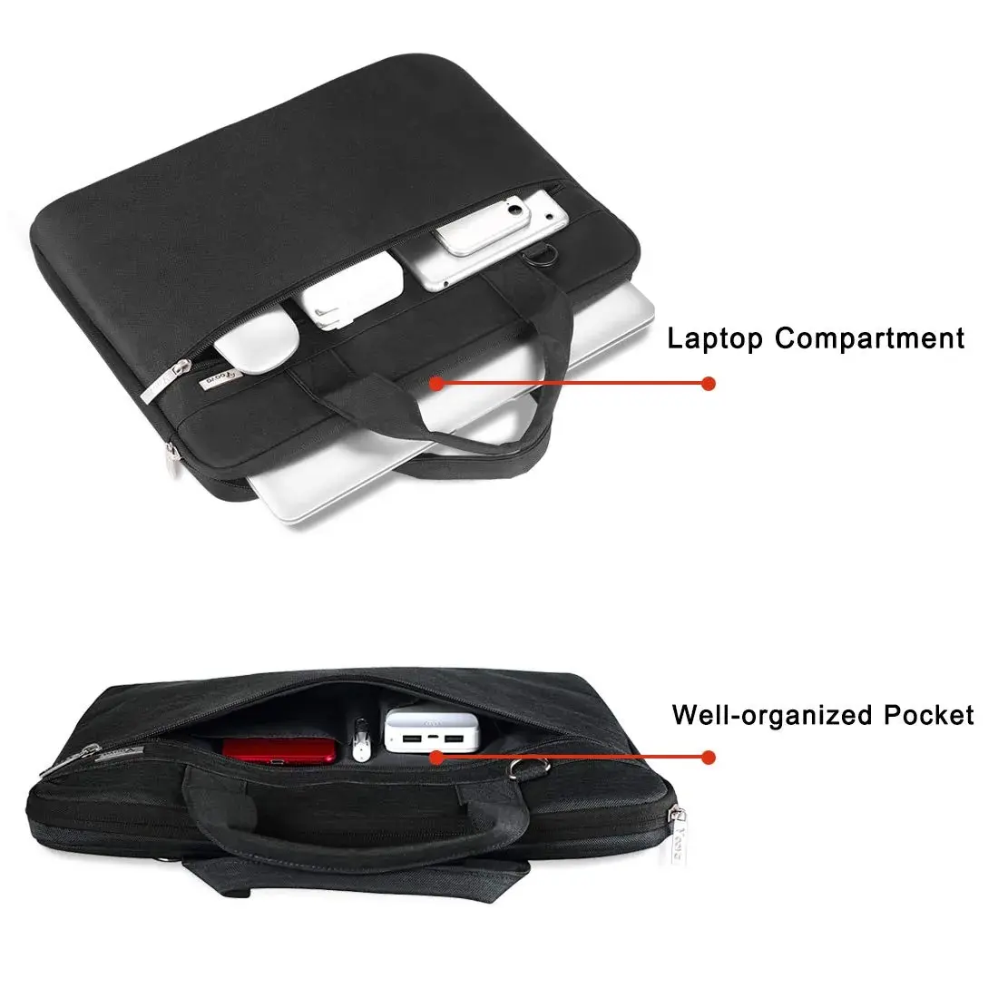 Voova 15.6-inch Laptop Shoulder Bag | Water-Resistant, Padded, Black - view 4