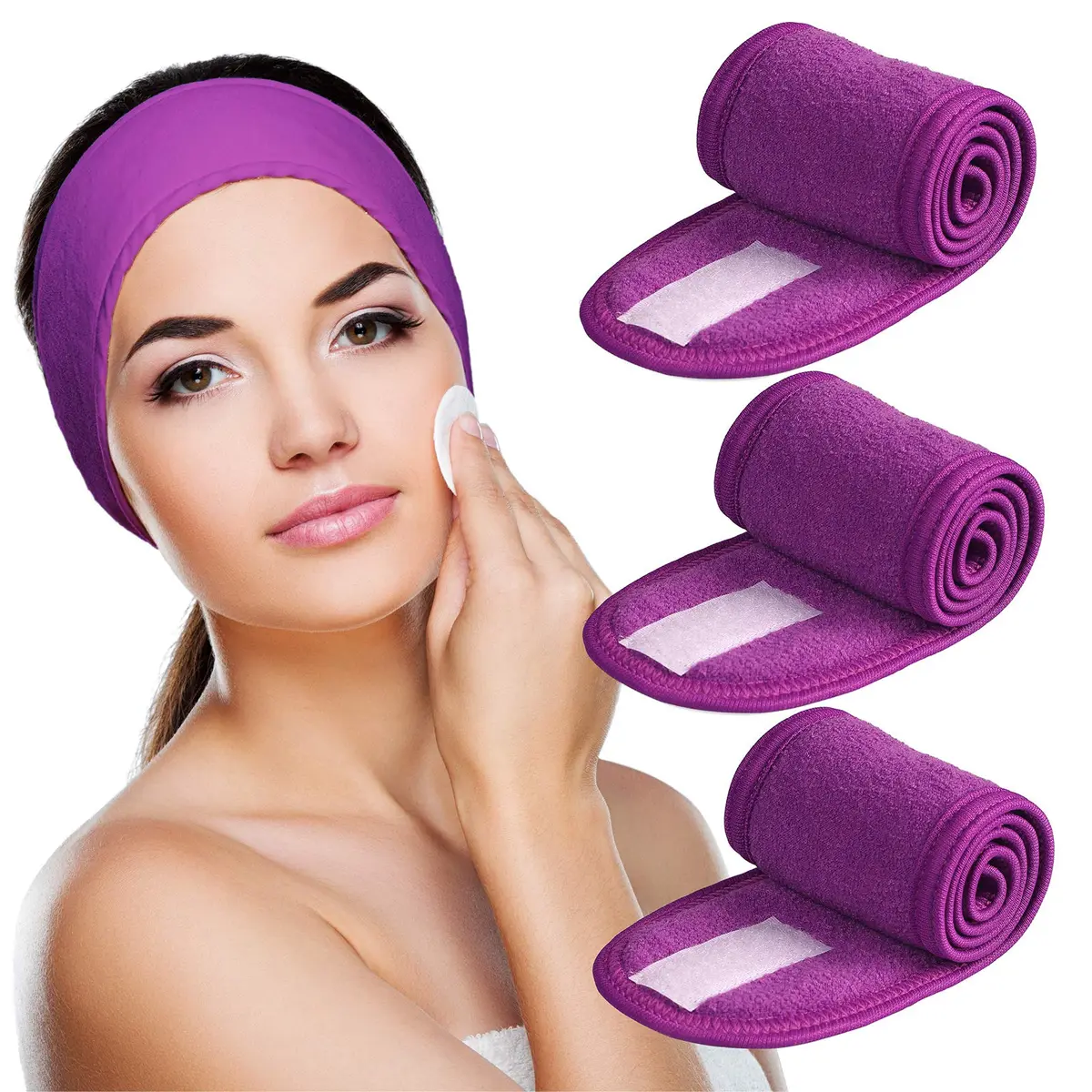 Denfany Soft Terry Cloth Spa Headband | Adjustable & Washable for Face Washing, Yoga, Makeup Removal - main product image
