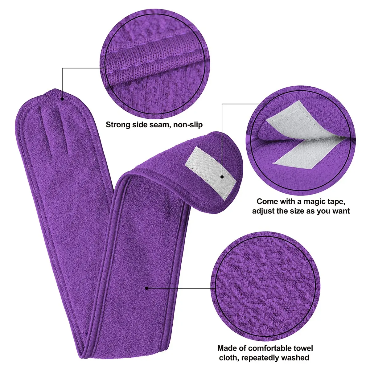 Denfany Soft Terry Cloth Spa Headband | Adjustable & Washable for Face Washing, Yoga, Makeup Removal - view 3