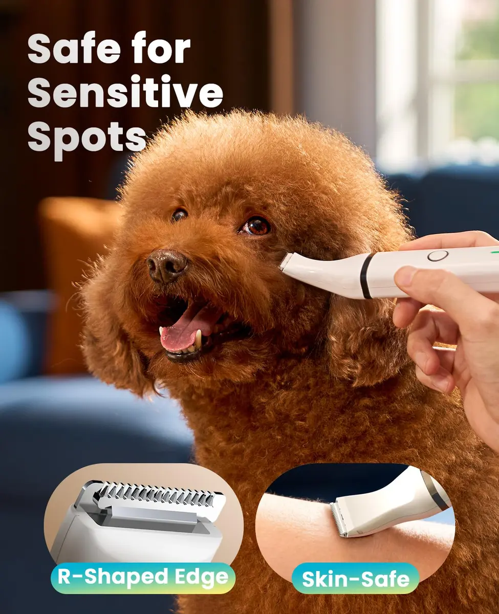 oneisall Dog Paw Trimmer Small Dog Clippers with Stainless Steel Double Blades | Low Noise Cordless Grooming Tool (22g, White) - view 4