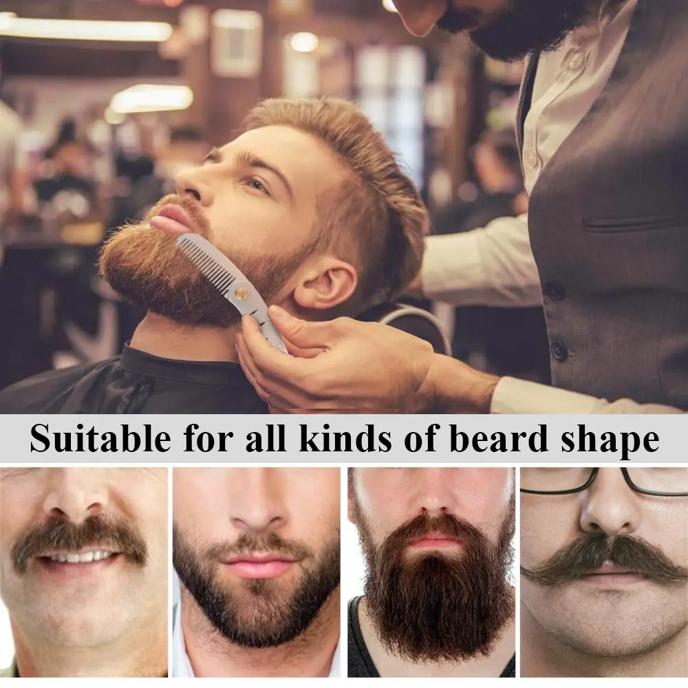 AhfuLife Stainless Steel Hair & Beard Comb | Anti-Static, Portable, Gift Boxed (15*3.6cm open, 9*3.6cm closed, 60g) - view 5