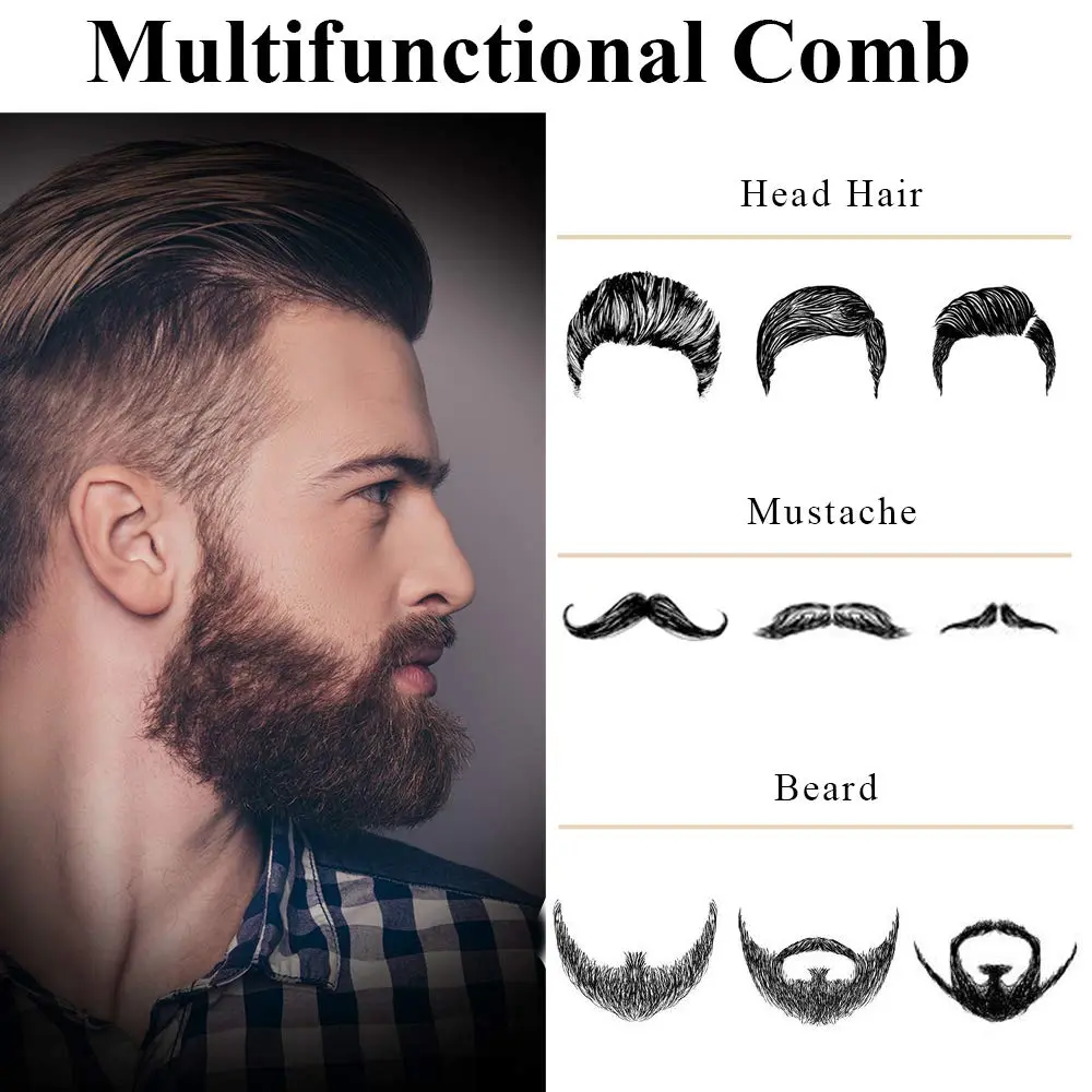 AhfuLife Stainless Steel Hair & Beard Comb | Anti-Static, Portable, Gift Boxed (15*3.6cm open, 9*3.6cm closed, 60g) - view 4