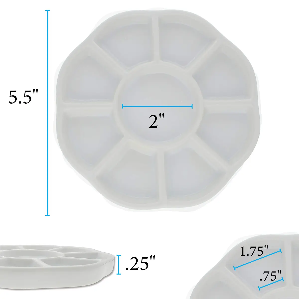 The Beadsmith Ceramic Mixing Palette, Sunflower Design, 5.5" x 5.5" x .5" | 9 Compartments for Arts & Crafts - view 5