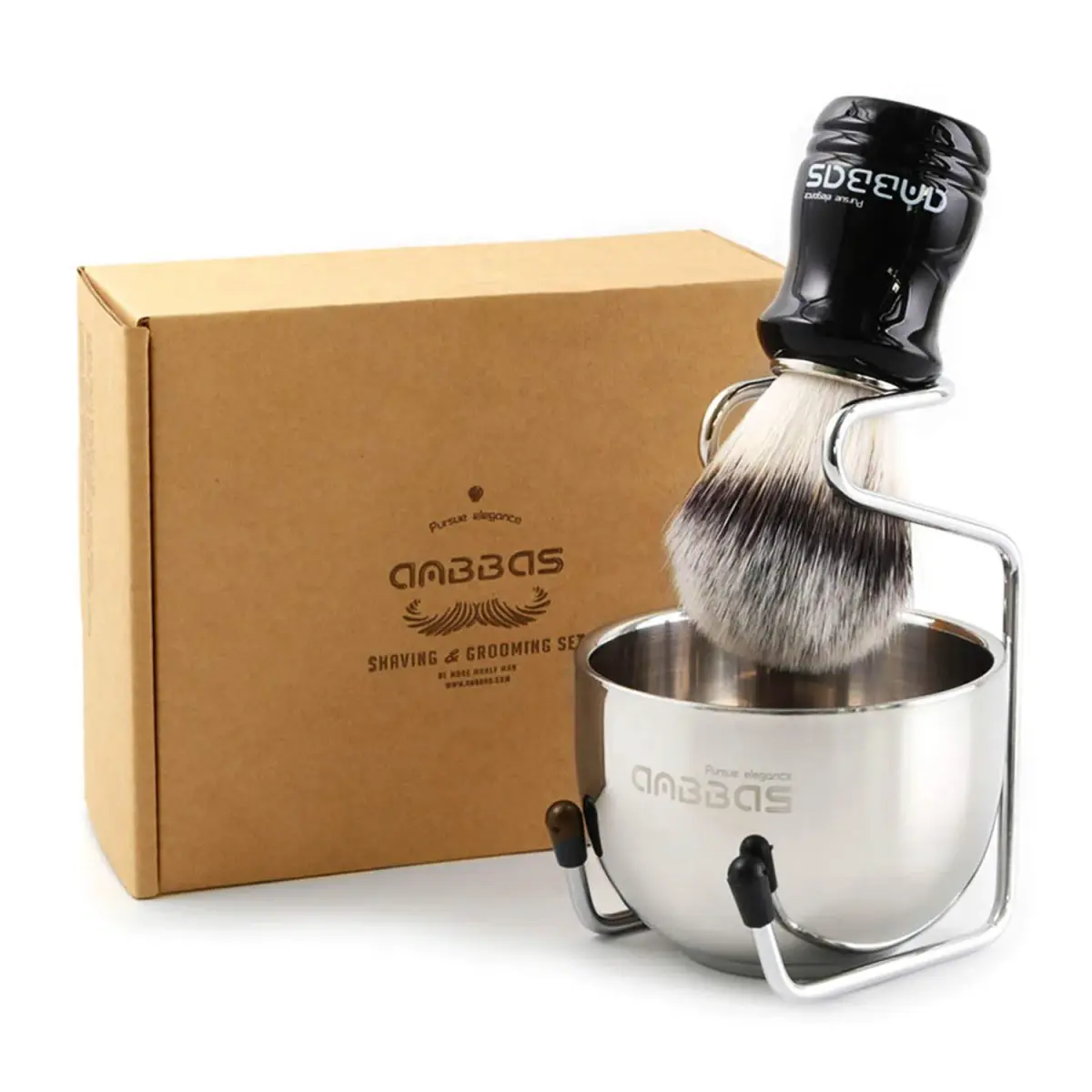 Anbbas Synthetic Badger Shaving Brush Set with Stand and Bowl | 22mm Knot - main product image