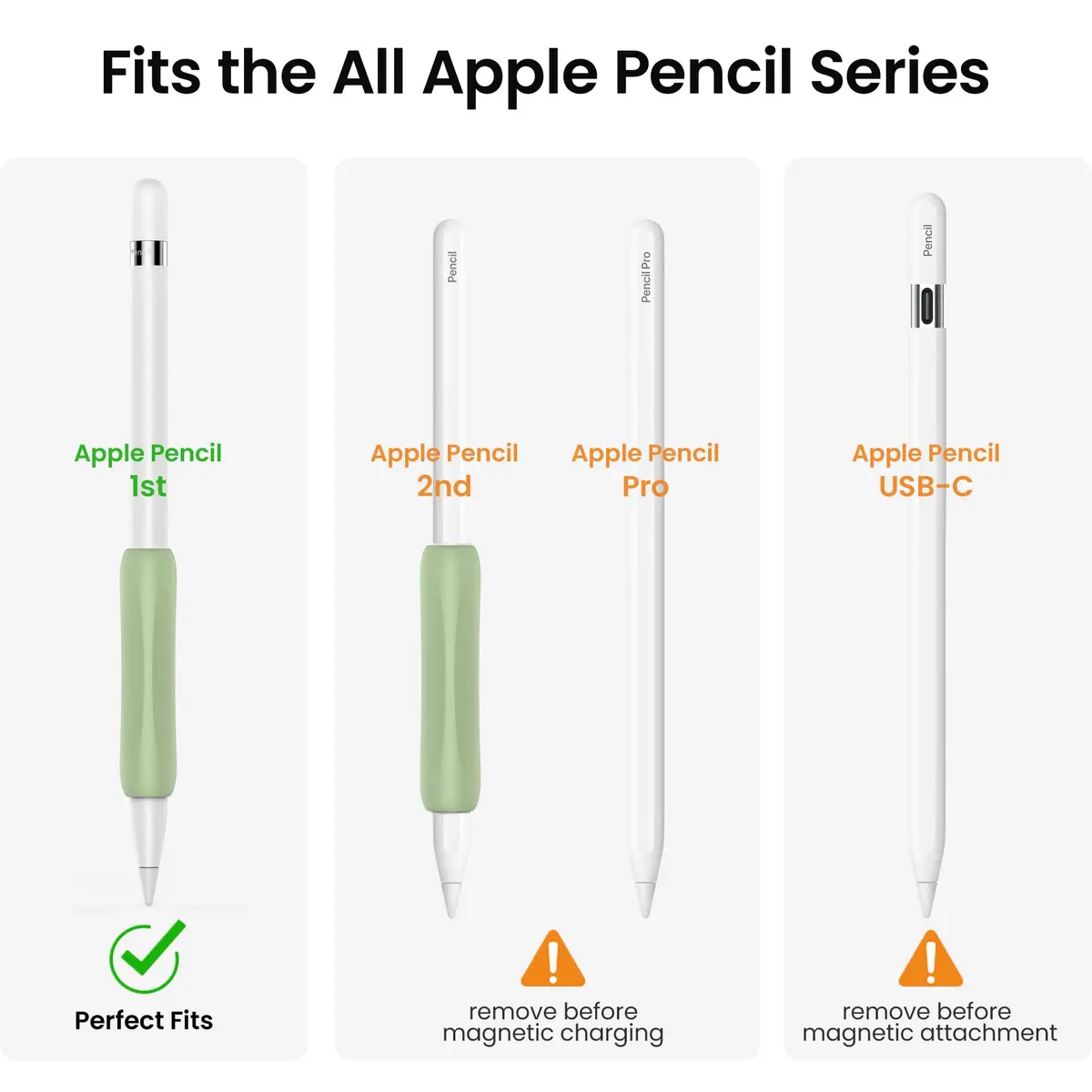 Delidigi Apple Pencil Grip, Ergonomic Silicone Sleeve for 1st/2nd Gen | Anti-Slip, No-Roll, Comfortable Fit - view 2