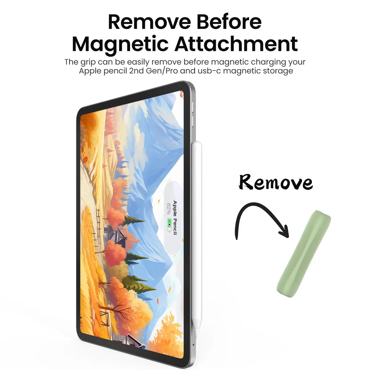 Delidigi Apple Pencil Grip, Ergonomic Silicone Sleeve for 1st/2nd Gen | Anti-Slip, No-Roll, Comfortable Fit - view 3
