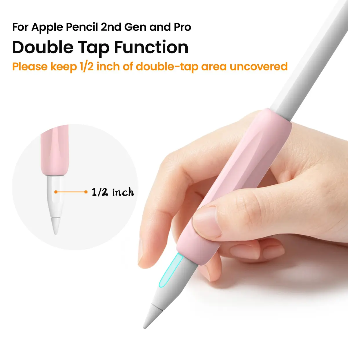 Delidigi Apple Pencil Grip, Ergonomic Silicone Sleeve for 1st/2nd Gen | Anti-Slip, No-Roll, Comfortable Fit - view 4