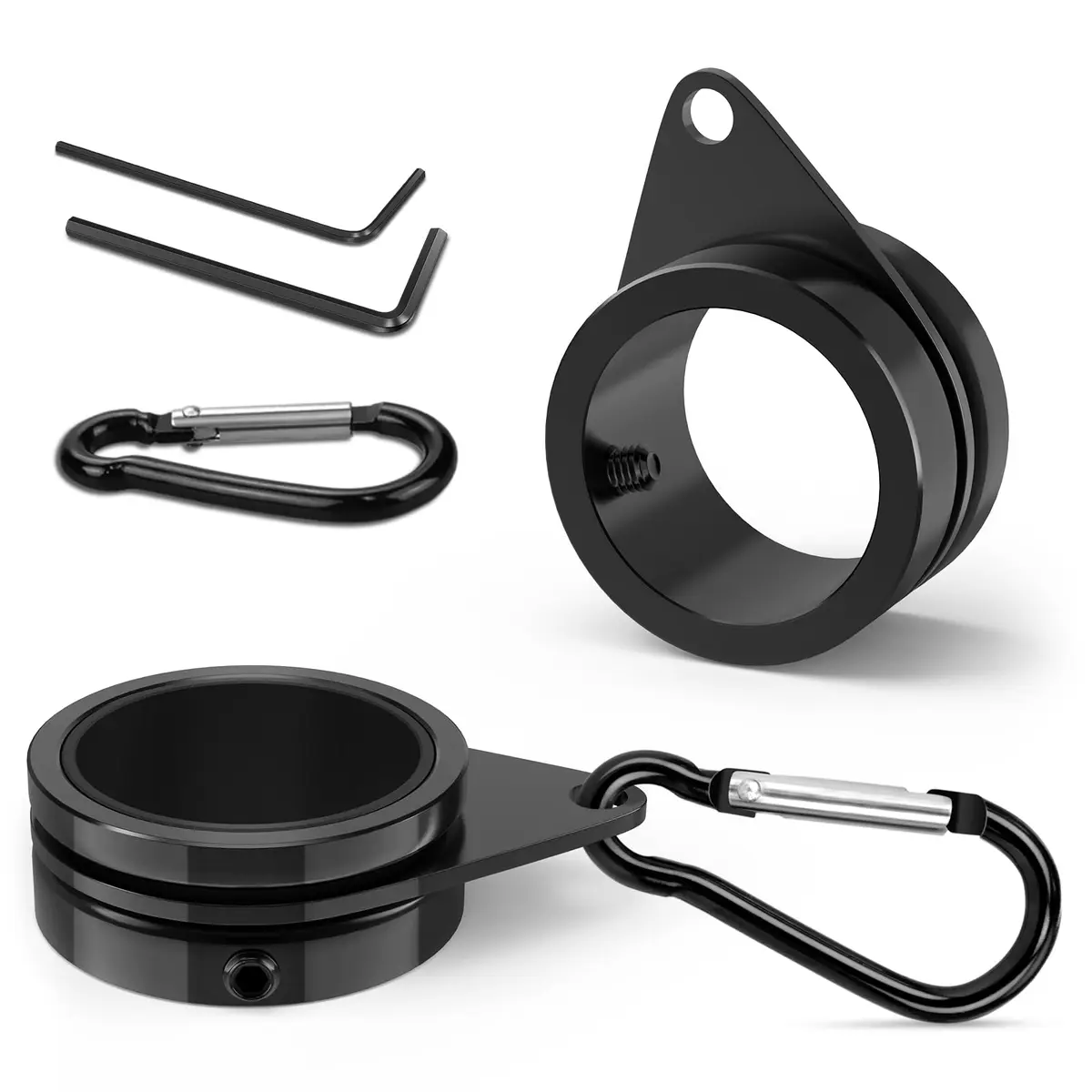 Loretoy Black 2 Pack Rotating Flagpole Rings 1.25 Inch Diameter | Anti-Wrap Design for Outdoor Flags - main product image