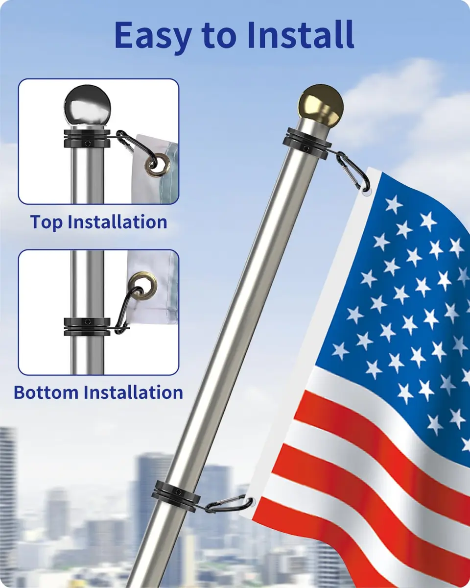 Loretoy Black 2 Pack Rotating Flagpole Rings 1.25 Inch Diameter | Anti-Wrap Design for Outdoor Flags - view 6