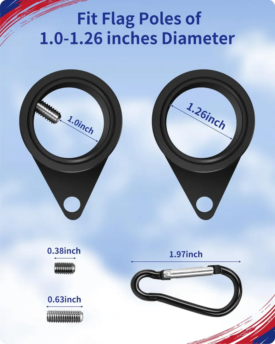 Loretoy Black 2 Pack Rotating Flagpole Rings 1.25 Inch Diameter | Anti-Wrap Design for Outdoor Flags - view 2