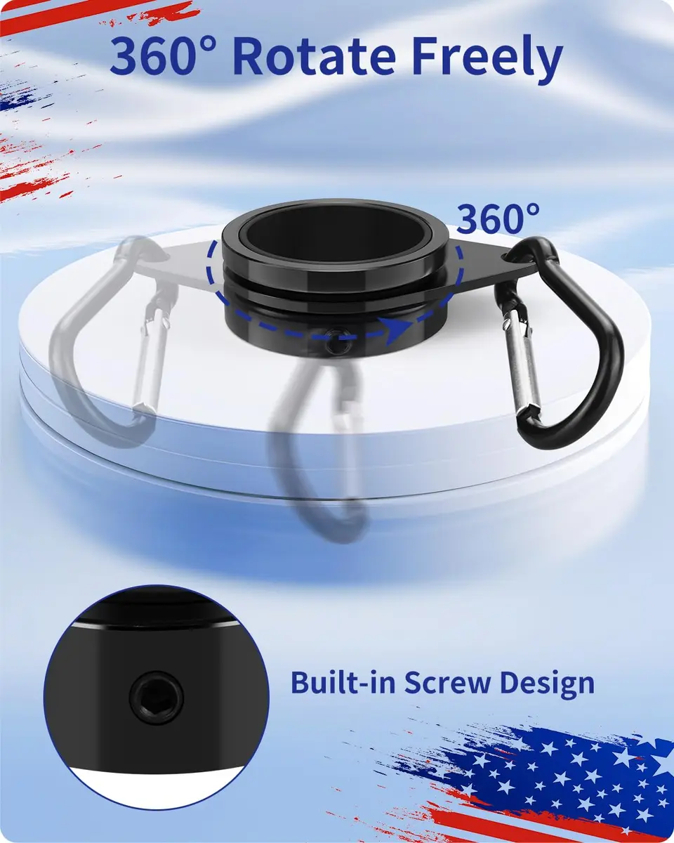 Loretoy Black 2 Pack Rotating Flagpole Rings 1.25 Inch Diameter | Anti-Wrap Design for Outdoor Flags - view 3