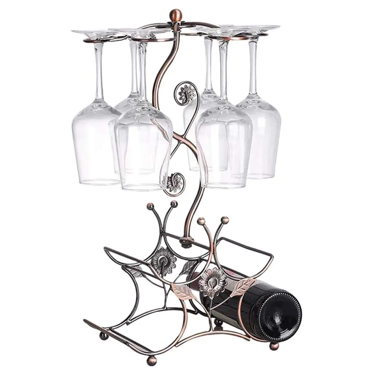 FIRE ROSE Wine Rack and Glass Holder - 6 Bottles, 4 Glasses | Bronze Finish - view 6