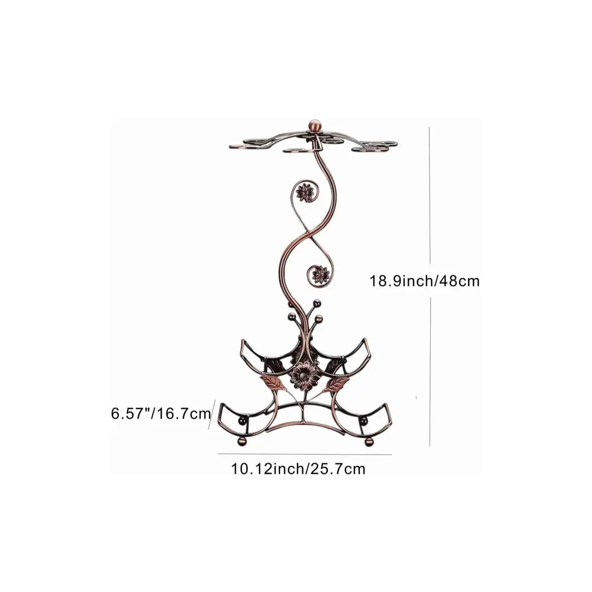 FIRE ROSE Wine Rack and Glass Holder - 6 Bottles, 4 Glasses | Bronze Finish - view 2