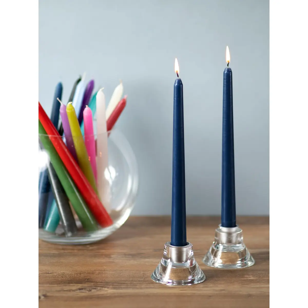 CANDWAX 10 inch Tapered Candles Set of 12 Unscented Dripless Dark Blue | Elegant Dinner & Decor - view 5