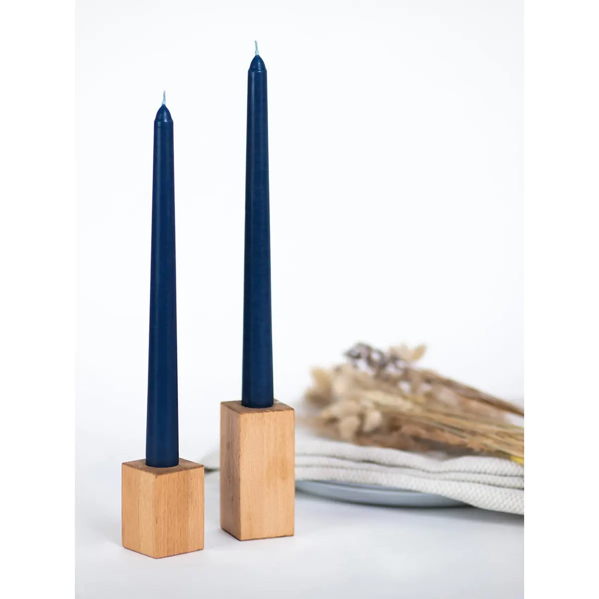 CANDWAX 10 inch Tapered Candles Set of 12 Unscented Dripless Dark Blue | Elegant Dinner & Decor - view 6