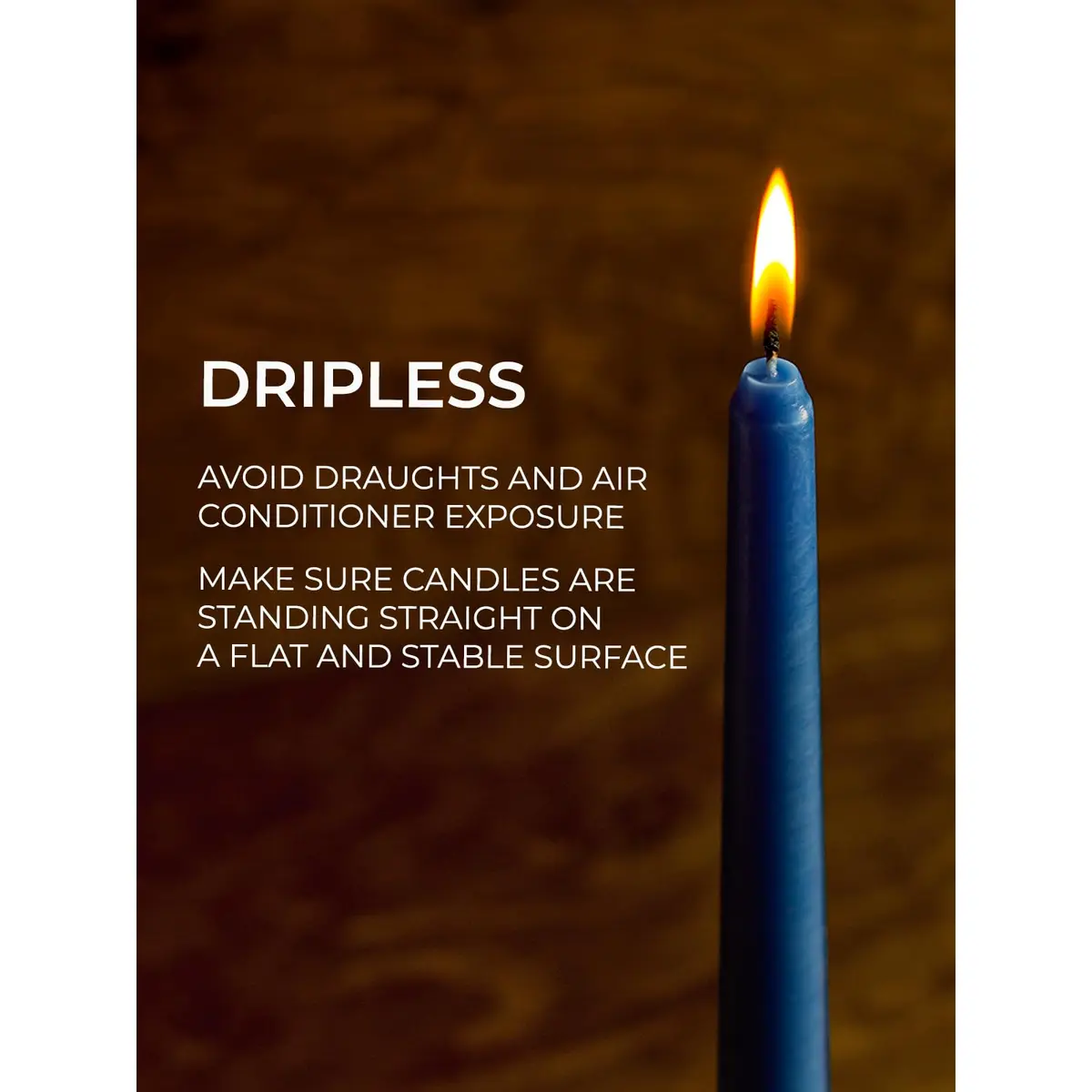 CANDWAX 10 inch Tapered Candles Set of 12 Unscented Dripless Dark Blue | Elegant Dinner & Decor - view 4