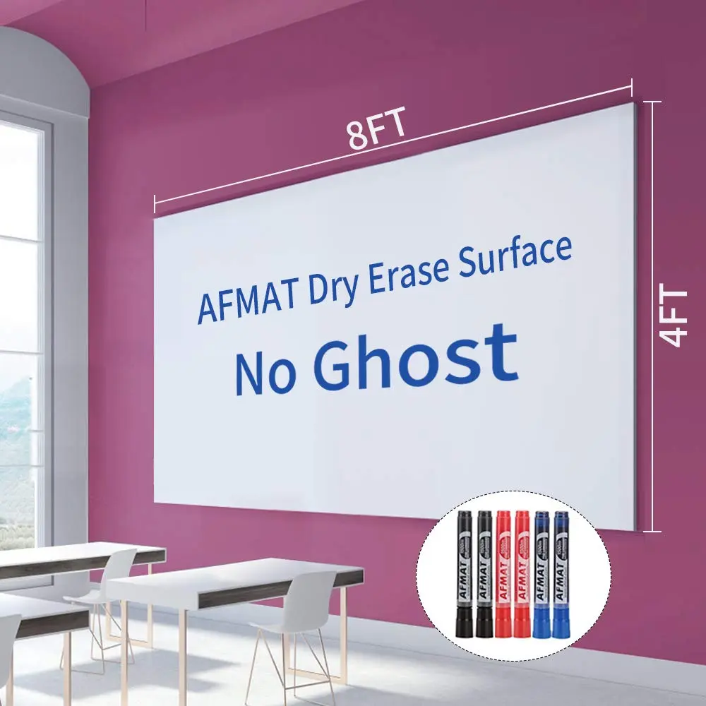 AFMAT Dry Erase Whiteboard Paper 8x4 ft | No Ghost, Wall Sticker, Adhesive, 6 Markers - main product image
