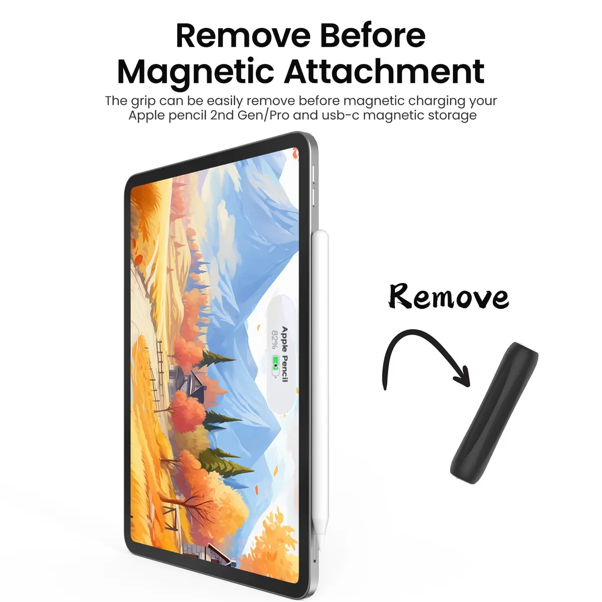 Delidigi Apple Pencil Grip, Ergonomic Silicone Sleeve for 1st/2nd Gen | Soft Anti-Slip, No-Roll Design - view 3