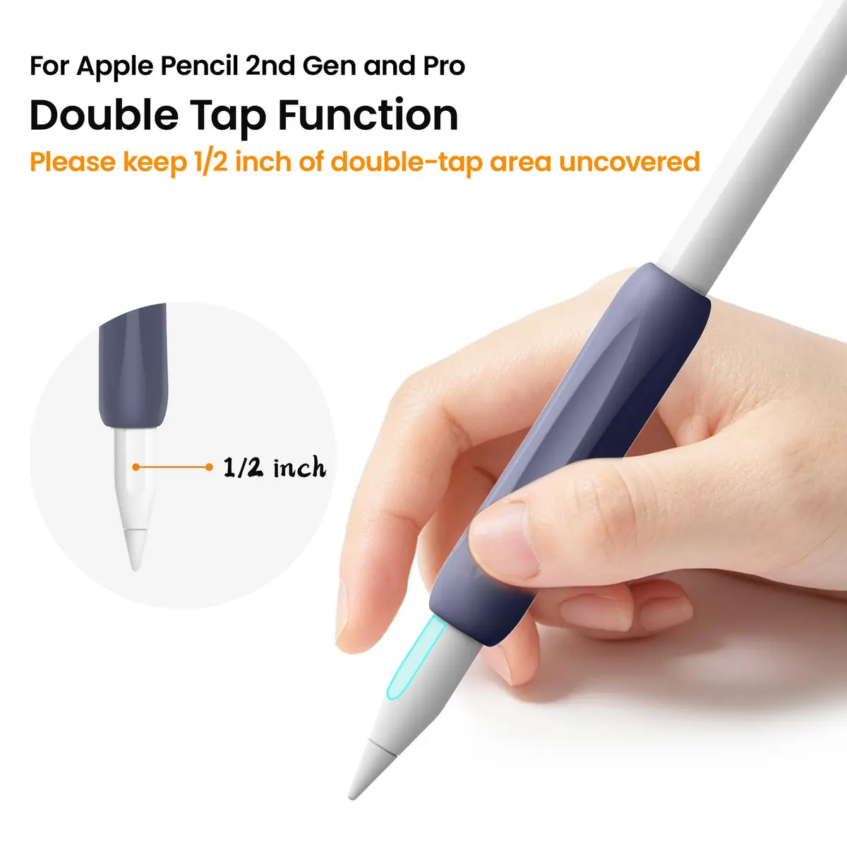 Delidigi Apple Pencil Grip, Ergonomic Silicone Sleeve for 1st/2nd Gen | Soft Anti-Slip, No-Roll Design - view 4