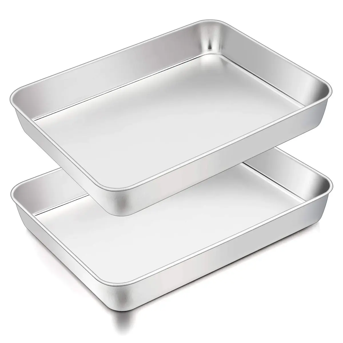 TeamFar Stainless Steel Baking Pan 25.4cm x 20.3cm x 5.1cm (2-Pack) | Healthy & Even Heat for Cakes & Brownies - main product image