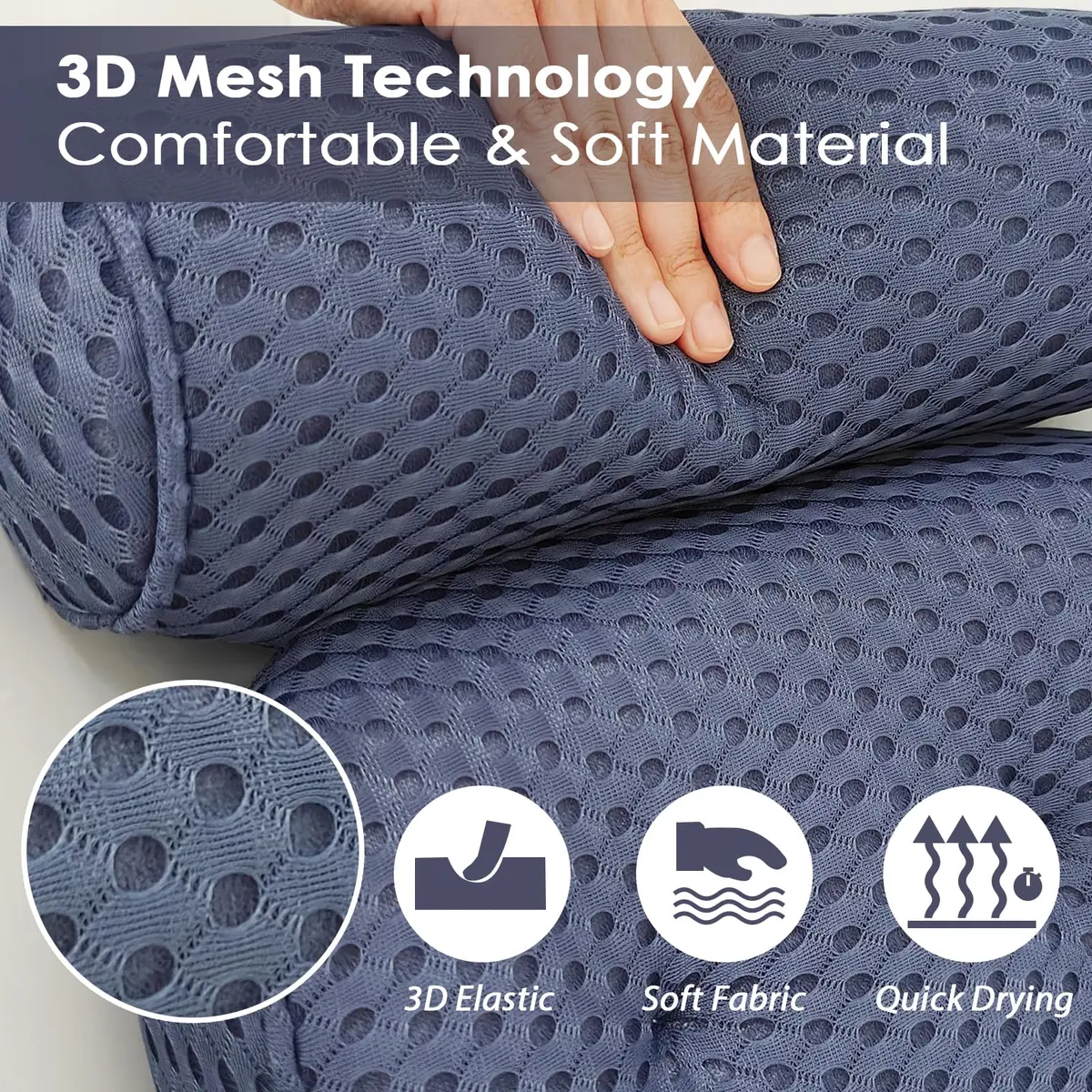 AEROiVi Luxury Bath Pillow for Tub | Soft Mesh, 6 Strong Suction Cups, Blue - view 4