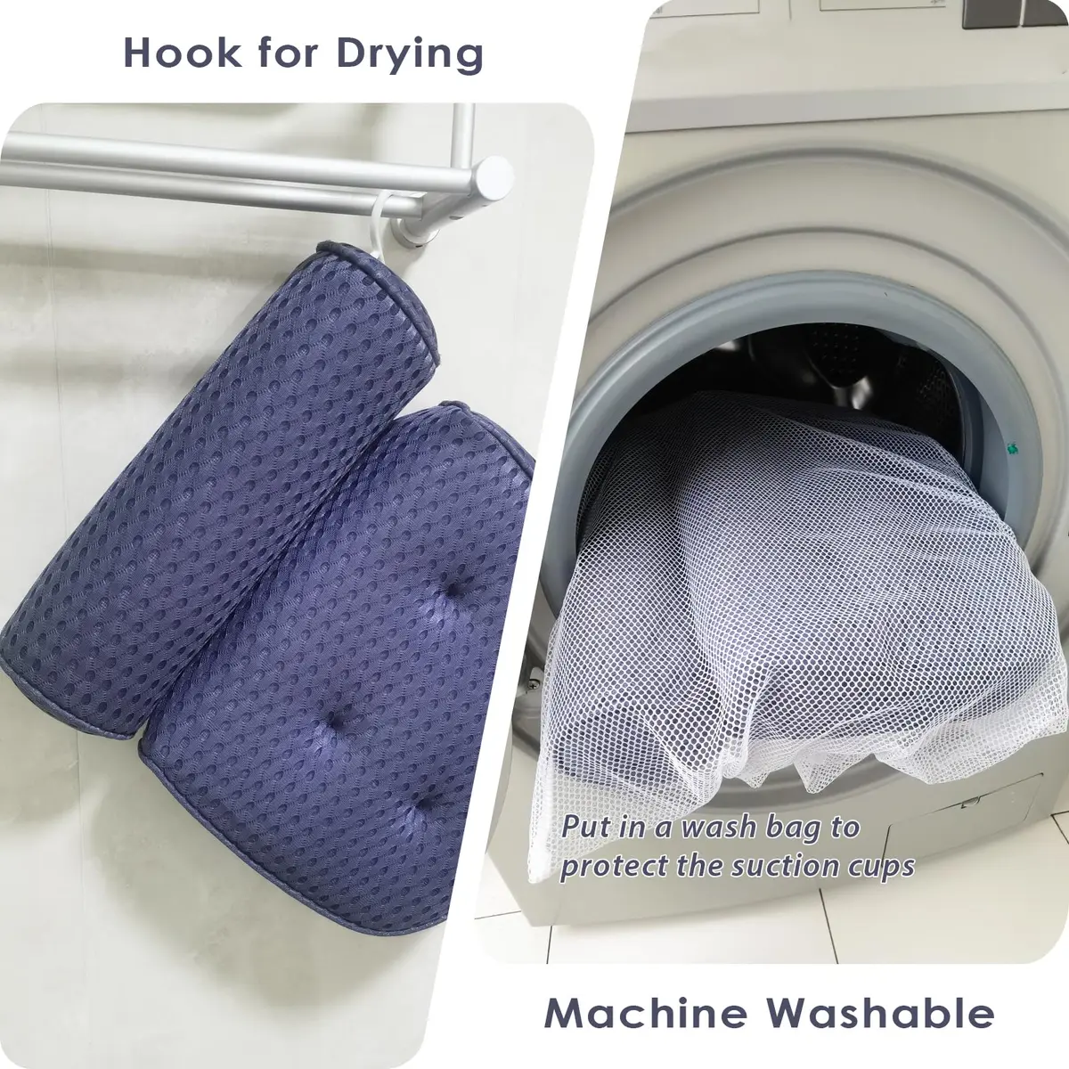 AEROiVi Luxury Bath Pillow for Tub | Soft Mesh, 6 Strong Suction Cups, Blue - view 5