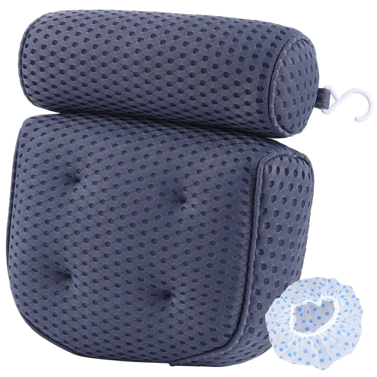 AEROiVi Luxury Bath Pillow for Tub | Soft Mesh, 6 Strong Suction Cups, Blue - view 8