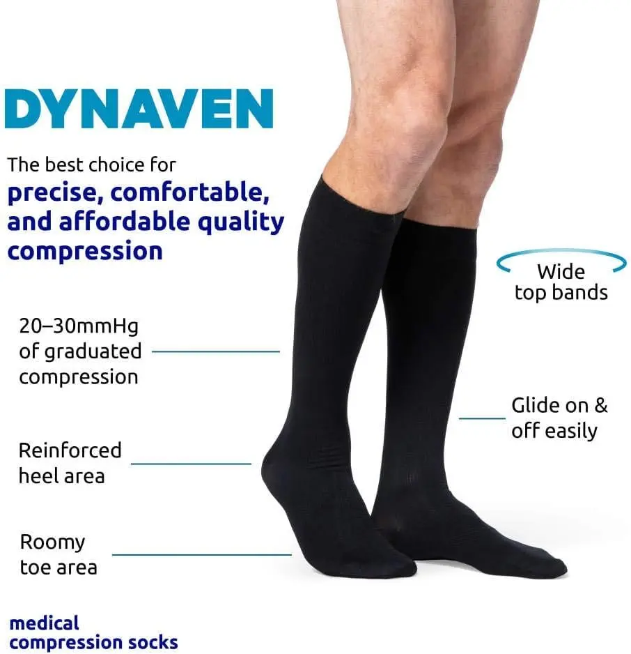 Sigvaris DYNAVEN Opaque Men's Knee-High Compression Socks 20-30mmHg Medium Short Light Beige - view 3