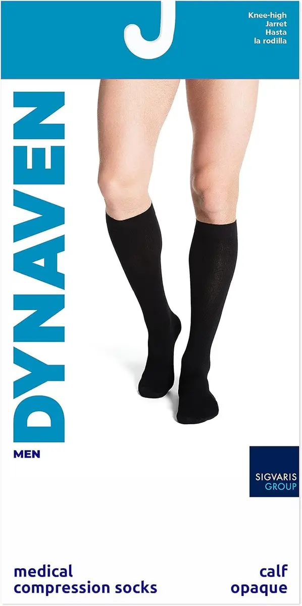 Sigvaris DYNAVEN Opaque Men's Knee-High Compression Socks 20-30mmHg Medium Short Light Beige - view 4