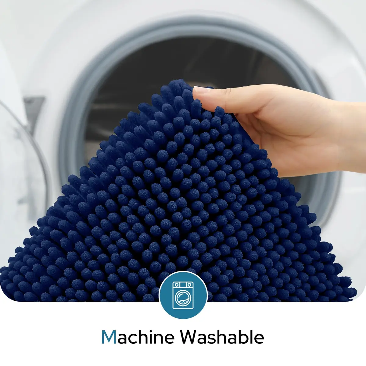 BYSURE Navy Blue Bathroom Rugs Sets 3 Piece | Plush Chenille, Non Slip, Absorbent, Washable Bathroom Mat - view 6