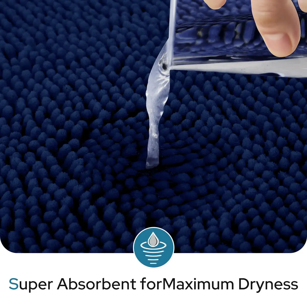 BYSURE Navy Blue Bathroom Rugs Sets 3 Piece | Plush Chenille, Non Slip, Absorbent, Washable Bathroom Mat - view 3