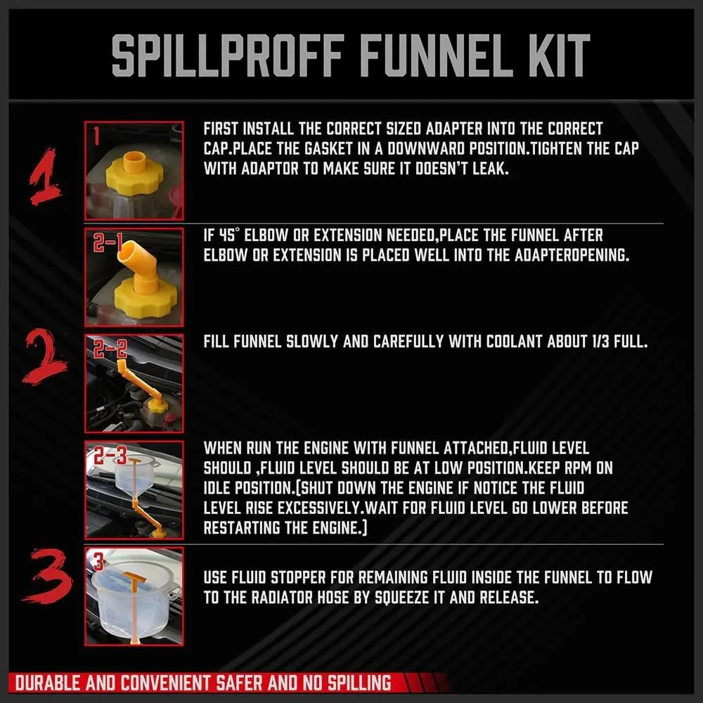 SEDY Ultimate No Spill Coolant Funnel Kit 19-Piece Set | Radiator Bleeder & Filler Tool - view 3