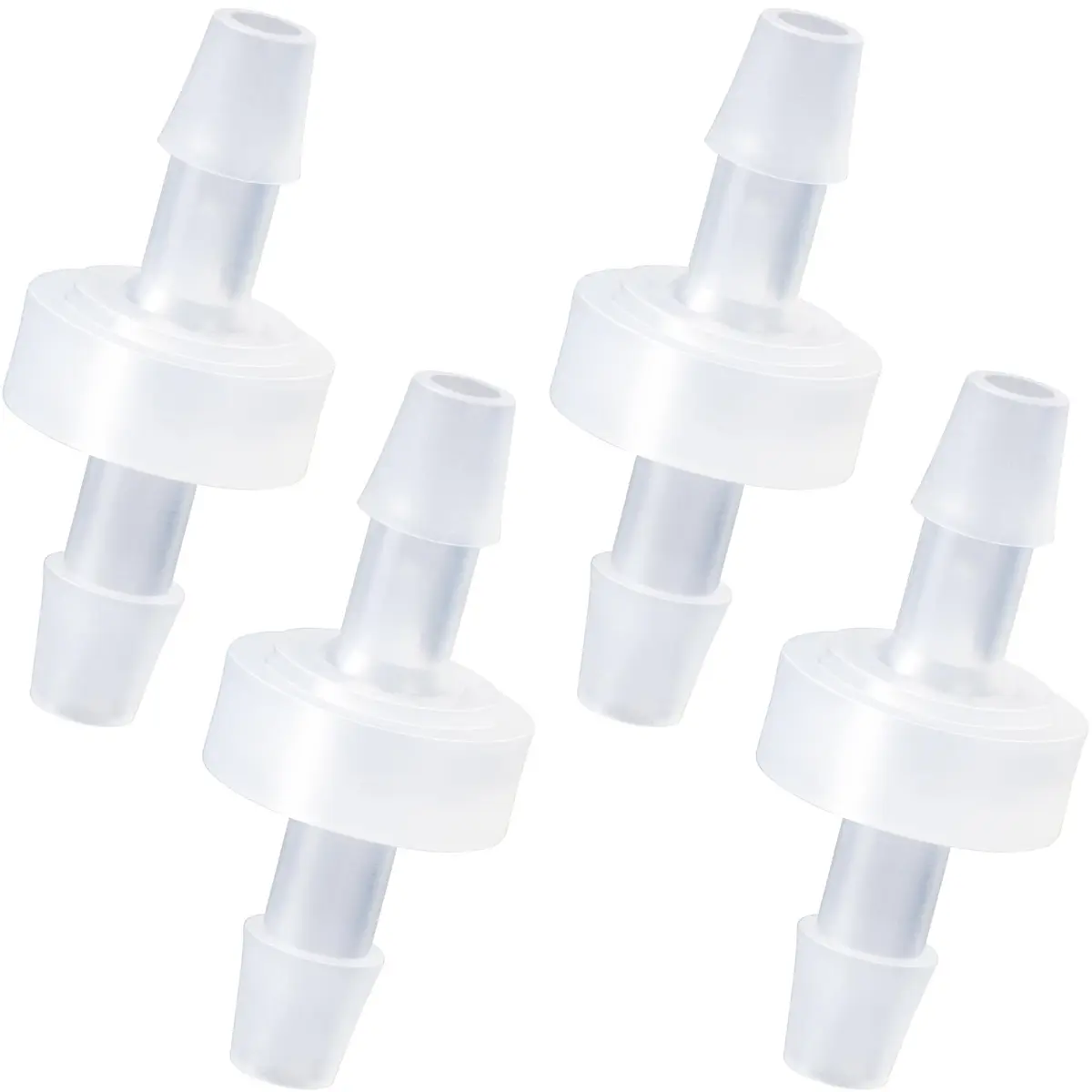 PAGOW 1/4 Inch Check Valve 4 Pack | PVDF Plastic One-Way Barb Hose for Hydraulic & Pneumatic Systems - main product image