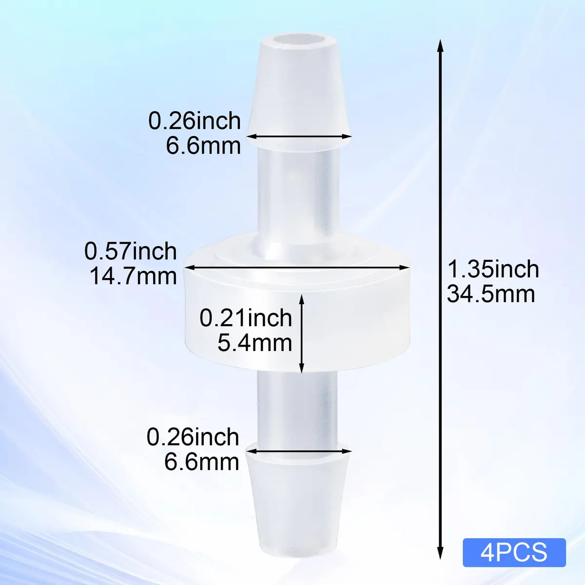 PAGOW 1/4 Inch Check Valve 4 Pack | PVDF Plastic One-Way Barb Hose for Hydraulic & Pneumatic Systems - view 3