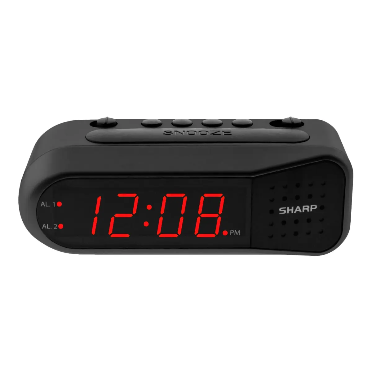 Sharp Digital Alarm Clock for Heavy Sleepers, Dual Alarm, Red LED, Black | Ascending Loud Alarm - main product image