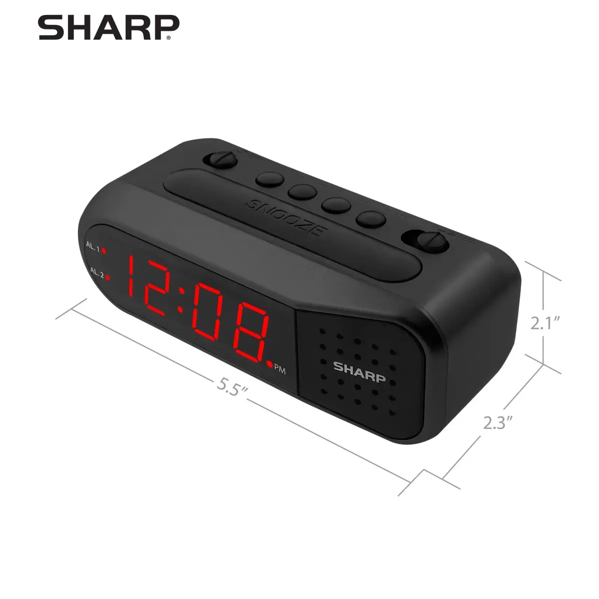 Sharp Digital Alarm Clock for Heavy Sleepers, Dual Alarm, Red LED, Black | Ascending Loud Alarm - view 4