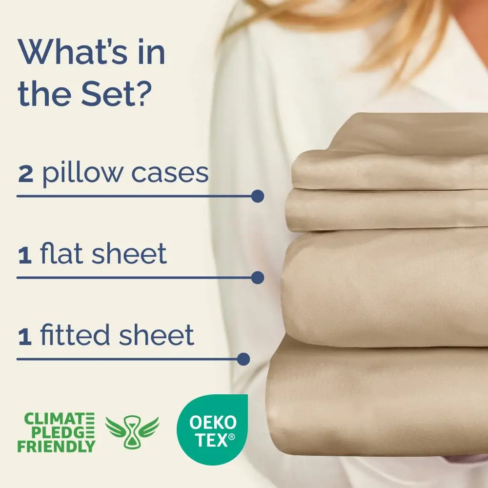 CGK Unlimited Cal King 4 Piece 100% Cotton Sheet Set 269cm (106in) x 274cm (108in) | OEKO-TEX Certified Sateen Weave - view 5
