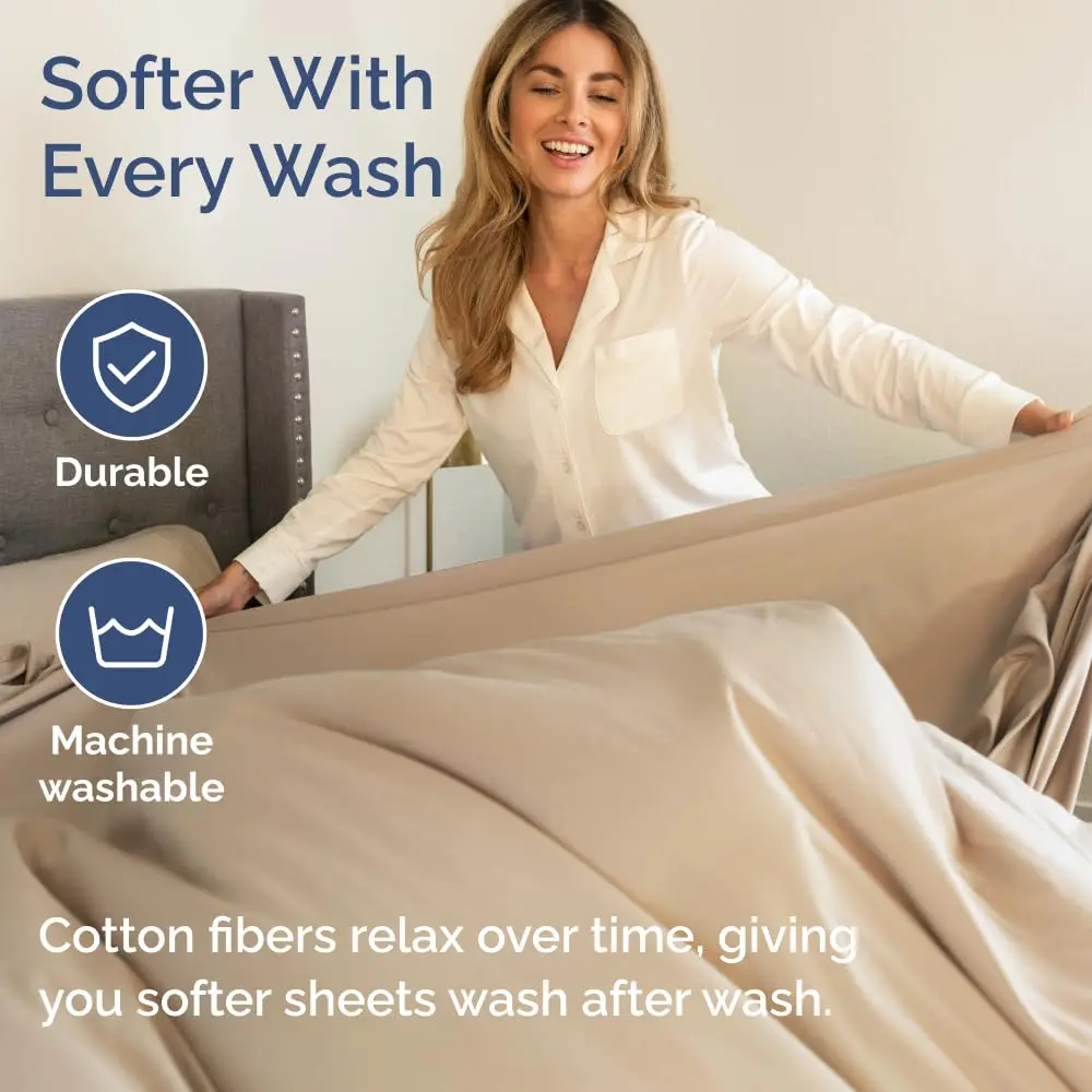 CGK Unlimited Cal King 4 Piece 100% Cotton Sheet Set 269cm (106in) x 274cm (108in) | OEKO-TEX Certified Sateen Weave - view 6