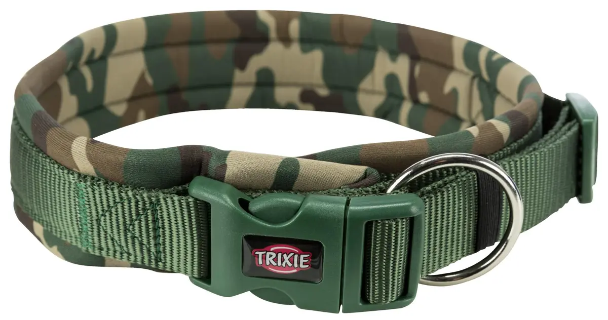 TRIXIE Premium Neoprene Padded Collar L-XL | Camouflage Forest, 56-62 cm, 25 mm - main product image