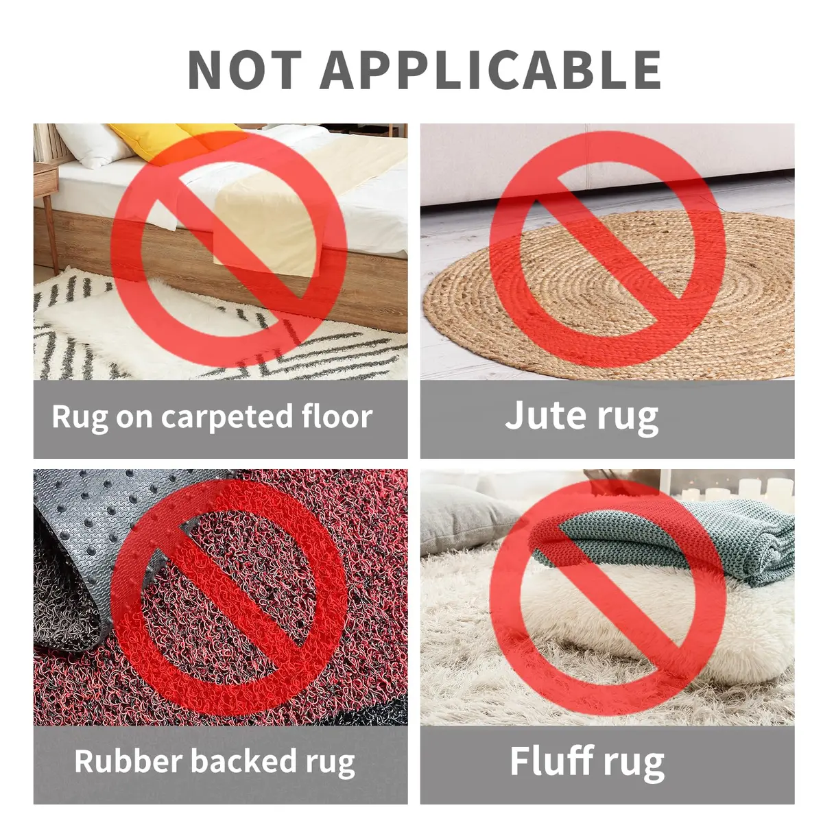 ZONGOOL 12PCS Rug Tape Non Slip Rug Pad Grippers 16cm (6.3 inches) | Keeps Rugs Flat & Secure - view 4
