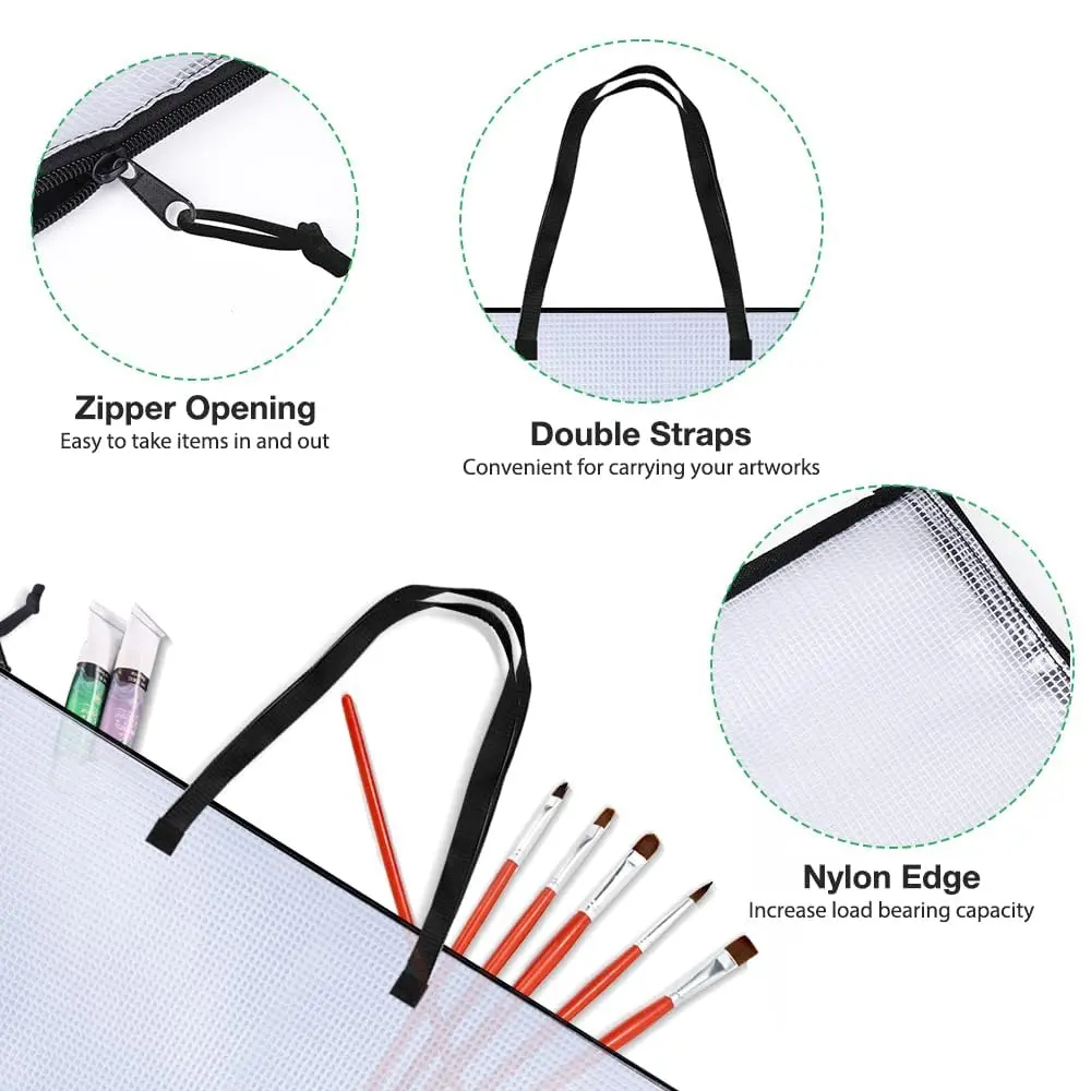 Opret Art Portfolio Bags 19x25 Inch Waterproof Vinyl with Handle and Zipper | Artist & Student Storage - view 3