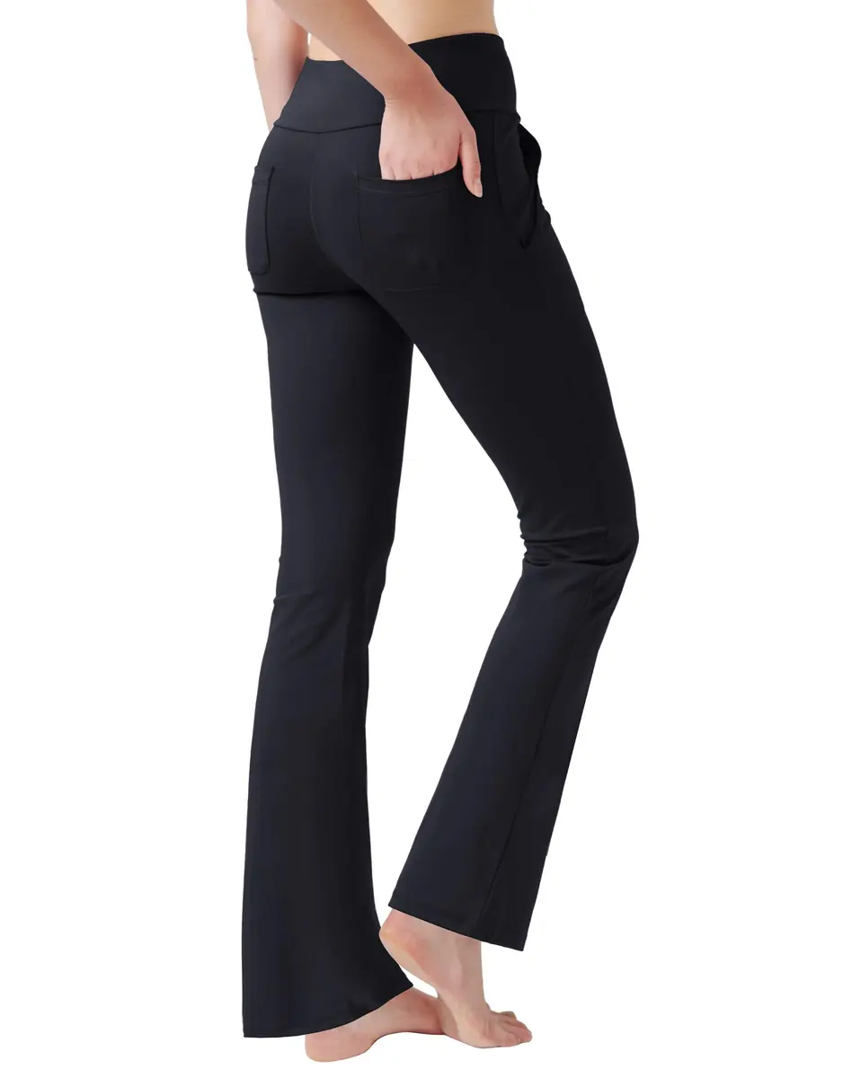 nuveti Women's High Waisted Boot Cut Yoga Pants 4 Pockets | Tummy Control, 3X-Large, Black - main product image